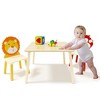 Kids Table And Chair Set Kids Wood Table With 4 Chairs Set Cartoon Animals Chairs Backrest Cute Table And Chair Set - 2 of 4