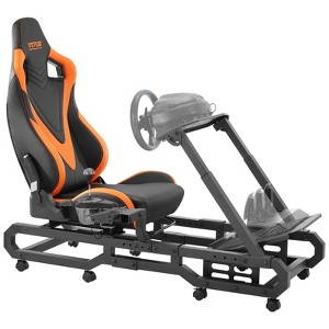 VEVOR Racing Wheel Stand with Wheels For Logitech G923,Heavy Duty Steel Driving Simulator Cockpit-Thrustmaster T248P,Max Load 330LBS,Black&Orange - 1 of 4
