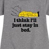- Peanuts - I Think Ill Stay In Bed Graphic Short Sleeve Fleece Dress - 2 of 4