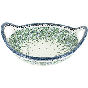 Blue Rose Polish Pottery MU07 Galia Deep serving Bowl with Handles - 1 of 1