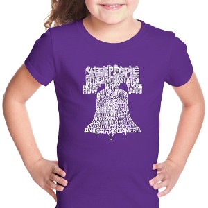 LA Pop Art Girl's Word Art T-shirt - Liberty Bell - 1 of 4
