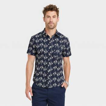 Men's Floral Print Button-down Shirt - Goodfellow & Co™ Navy Blue