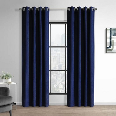 Dark Navy Polyester Blackout Grommet Curtain Panel 52 x 95