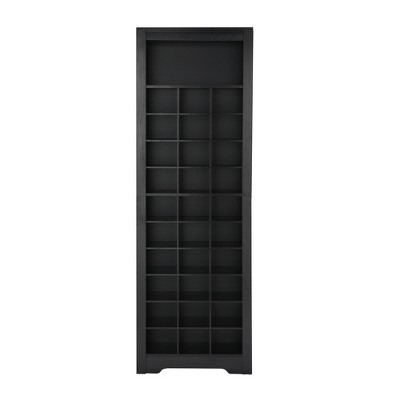TIRAMISUBEST ON-TREND Stylish Design 30 Shoe Cubby Console - Mobile Lateral Filing Cabinet, Locking Wheels, Adjustable Shelf