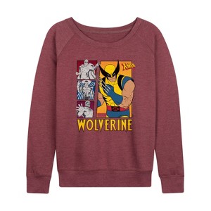 Women's - Marvel - Wolverine Vs Villians Lightweight French Terry Wide Neck Long Sleeve Shirt - 1 of 4