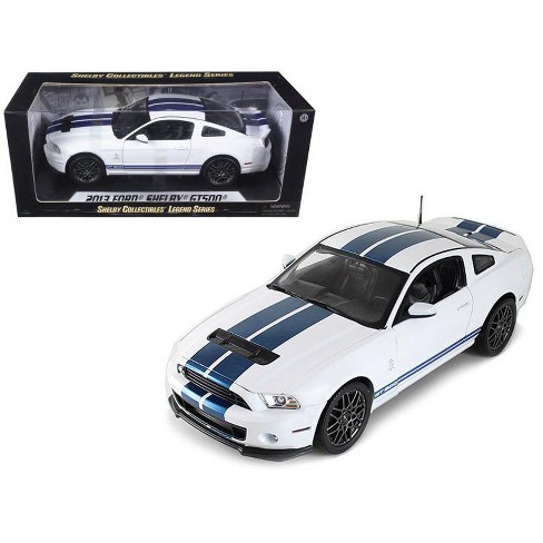 2013 Ford Shelby Cobra GT500 SVT White with Blue Stripes 1/18 Diecast Car  Model by Shelby Collectibles