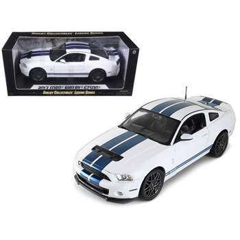2013 Ford Shelby Cobra GT500 SVT White with Blue Stripes 1/18 Diecast Car Model by Shelby Collectibles