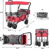 Naysaye Planters Folding Wagon Cart Telescopic Handle Foot Brakes Adjustable for Outdoor Garden Beach, Red, 35.4"*19.7"*44.5" - 3 of 4