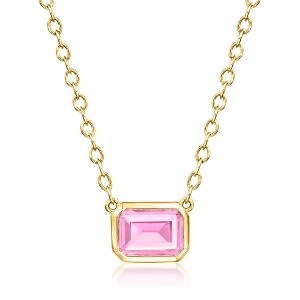 Pure Collection by Ross-Simons 1.10 Carat Lab-Grown Pink Sapphire Necklace in 18kt Gold Vermeil Size 16 - 1 of 4