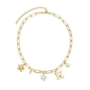 Adornia 14k Yellow Gold Plated Initial Chunky Charm Necklace - 1 of 1