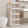 VECELO 3/4 Tier Stackable Storage Bins with Lid and Wheels  Collapsible Plastic Closet Storage Cabinet Home Organizer Beige - 4 of 4