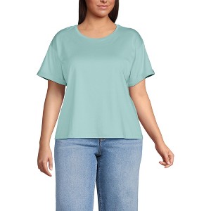 Lands' End Women's Oversized Supima Short Sleeve Crew Neck T-Shirt - 1 of 3