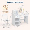Kids Vanity with Lighted Mirror, 2 in 1 Princess Vanity Set Toddler Vanity Table & Chair Set with Open Bookshelf, Storage Cabinet & Shelves - 2 of 4