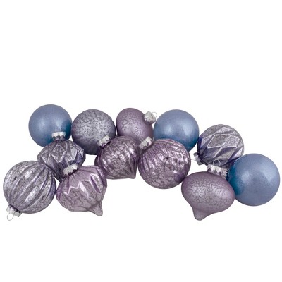 Northlight Set of 12 Purple Tone Finial and Glass Ball Christmas Ornaments