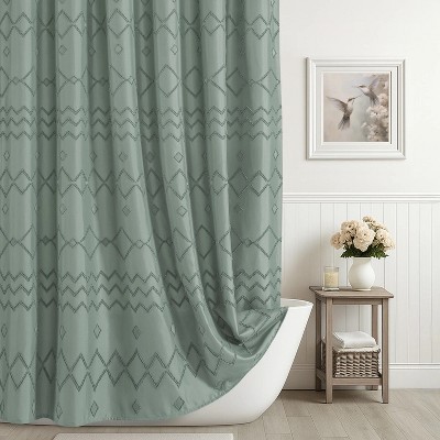 LunaLulinlk Boho Fabric Shower Curtain Green Striped Polyester Bathroom Shower Curtains