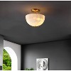 JONATHAN Y Celine 11.88" 2-Light Modern Alabaster/Iron Inverted Dome LED Semi Flush Mount: ETL Listed, Mid-Century Style - 4 of 4