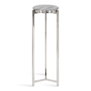 Kate and Laurel Aguilar Round Metal Drink Table, 8x8x23, Gray and Silver - 1 of 4