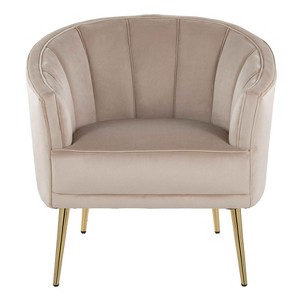 CAVINAS Velvet Accent Chair with Pleated Waves Backrest and Metal Legs,Modern Upholstered Living Room Chairs,Reading Chairs for Living Room - 1 of 4