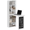 Wall Mounted Fold-Out Desk with Blackboard and Adjustable Shelves, Space-Saving Workstation for Home Office or Study Room -3irtyhousy - 3 of 4