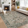 Washable Boho Vintage Runner Rug, Soft Low Pile Non-Slip Carpet for Hallway, Kitchen, Entryway, Neutral Retro Pattern - 2 of 4