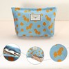 Unique Bargains Women's Floral Large Capacity Makeup Bag Orange Blue 1 Pc - 3 of 4