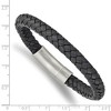 Black Bow Jewelry 7.8mm Stainless Steel Dark Gray Leather Braided Bracelet, 8.25 Inch - 4 of 4