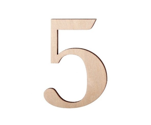 2.5" Wood Number 5 - Hand Made Modern