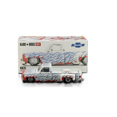Kaido House x Mini GT 1:64 Chevrolet Silverado Dually on Fire V2 – White Flames