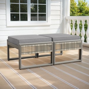 Gymojoy 2 Pieces Outdoor Patio Ottoman with Removable Cushions - 1 of 4