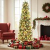 KRISRATE 6FT Pre-lit Pencil Christmas Tree, Partially Flocked Slim Holiday Tree Decoration, Skinny Xmas Tree, 250 Lights, 566 Frosted Tips, PineCones - 4 of 4