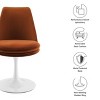 Modway Lippa Velvet Swivel Dining Side Chair in White Rust  360° Rotating Office Chair - 2 of 4