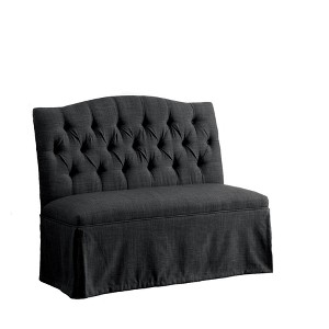 Palmquist Transitional Button Tufted Camel Back Bench Dark Gray - ioHOMES