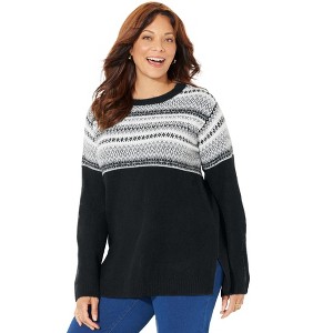 Catherines Women's Plus Size Fair Isle Pullover Sweater - 1 of 4