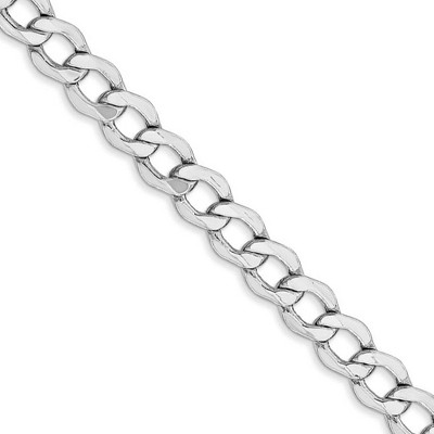 Black Bow Jewelry 5.25mm, 14K White Gold, Hollow Curb Link Chain Necklace