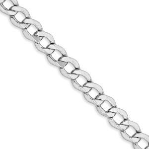 Black Bow Jewelry 5.25mm, 14K White Gold, Hollow Curb Link Chain Necklace - 1 of 4