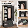 VINGLI Armoires Closet with Doors, Rattan Armoire Wardrobe Closet with Drawers & Hanging Rod, Armoire with Shelves, Wooden Wardrobe - 4 of 4