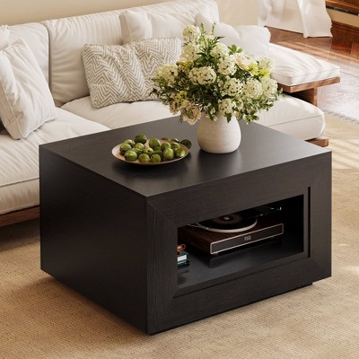 WOWLIVE Lift Top Coffee Table with Storage for Living Room, Square Wood Center Table with LED, 2-Tier Accent Cocktail Table Office Apartment