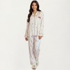 Anna-Kaci Lounge Women's Satin Pajama Set with Striped Print Contrast Trim and Long Sleeve Button-Up Top - 2 of 4