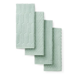 MARTHA STEWART Honeycomb Chambray Textured Kitchen Towel 4-Pack Set - 1 of 3