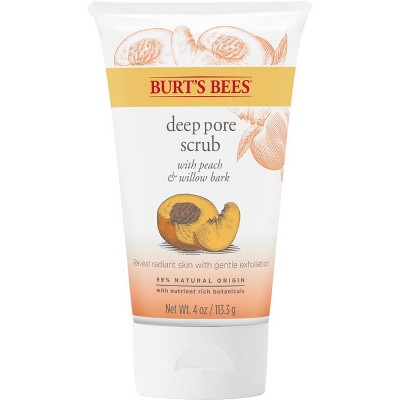 Burt's Bees Peach & Willow Bark Deep Pore Exfoliating Facial Scrub - 4oz