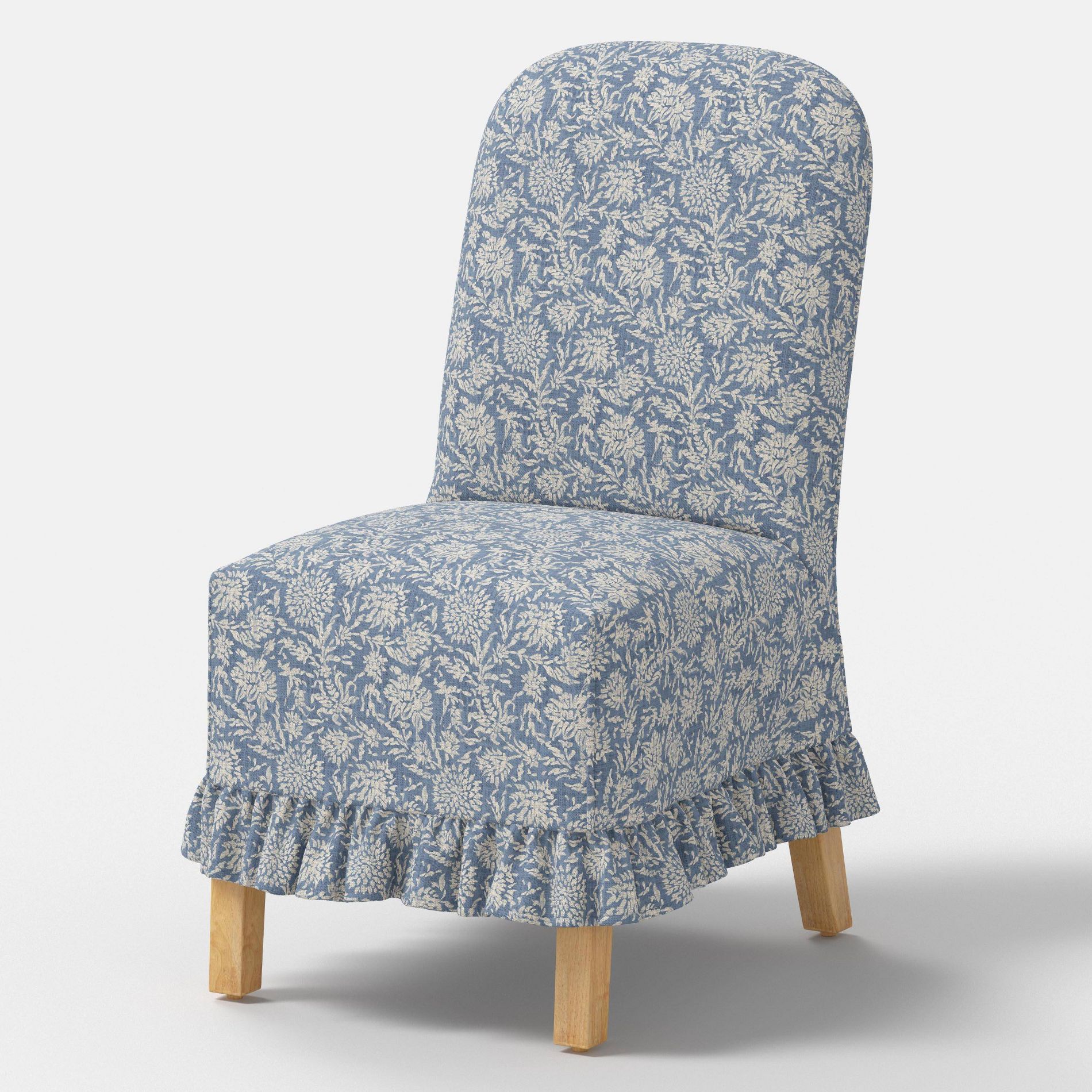 Replacement Ruffled Slipcover Only for Rounded Back Dining Chair Reese Floral Blue - Threshold™