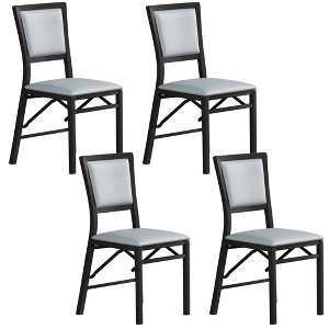 VECELO Foldable Dining Chairs Set of 2/4/6, No Assembly Heavy-Duty Metal Frame, Kitchen and Living Room Chairs, Black/Brown - 1 of 4