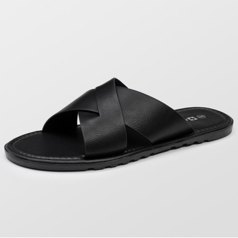 Alpine Swiss Hugo Mens Vegan Leather Slide Sandals Dressy Comfortable Summer Shoes - image 1 of 4