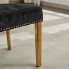 CAVINAS Counter Height Bar Stools Set of 2 with Wood/Stainless Steel Legs,Linen/Chenille Accent Chairs with Curved Back,Barstools with Copper Nails - 4 of 4