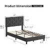 Grey/Beige/Pink Upholstered Platform Bed Frame with Height-Adjustable Fabric Headboard, Heavy-Duty Wood Slat Support, No Box Spring Needed - 2 of 4