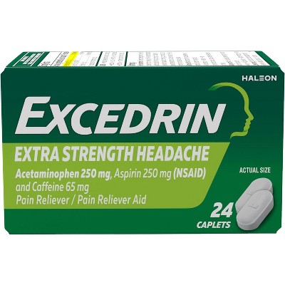 Excedrin Extra Strength Tb 250-250-65Mg Caplets For Headache Pain Relief, 24 Ct