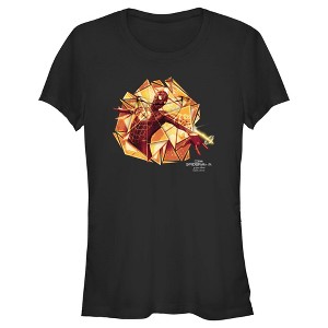 Juniors Womens Marvel Spider-Man: No Way Home Gold Web Shot T-Shirt - 1 of 4