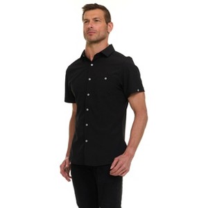 Canada Weather Gear Men’s Short Sleeve Button-Up Shirt – Stretch Dress Shirt – Wrinkle Resistant, Moisture Wicking - 1 of 4