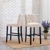 WestinTrends 29" Linen Fabric Tufted Bar Stool (Set of 2) - 2 of 4