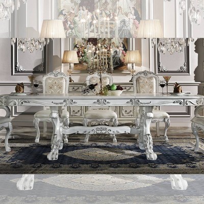 Elegant Dresden 108-inch Bone White Extendable Dining Table